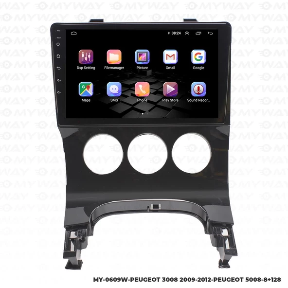Araç Multimedya Peugeot 3008 Android 12 Carplay 4Gb Ram + 64Gb Hdd Navigasyon Ekran MYW - 6