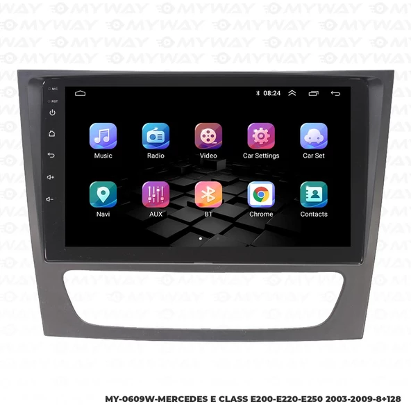 Araç Multimedya Mercedes E200 Android 12 Carplay 4Gb Ram + 64Gb Hdd Navigasyon Ekran MYW - 7