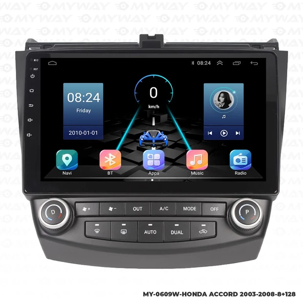 Araç Multimedya Honda Accord Android 12 Carplay 4Gb Ram + 64Gb Hdd 2003-2008 Navigasyon Ekran MYW