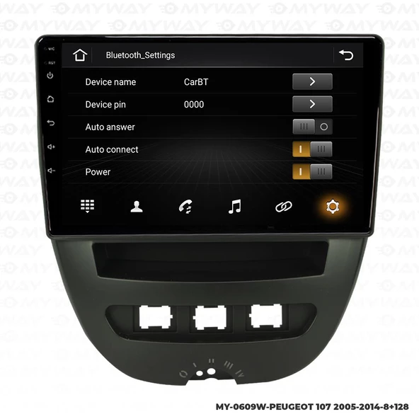 Araç Multimedya Peugeot 107 Android 12 Carplay 4Gb Ram + 64Gb Hdd Navigasyon Ekran MYW - 3