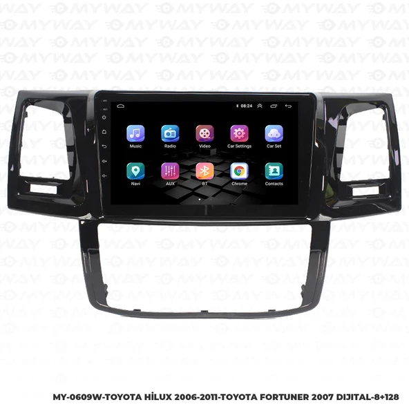 Araç Multimedya Toyota Hilux Android 12 Carplay 4Gb Ram + 64Gb Hdd 2006-2011 Navigasyon Ekran MYW - 7