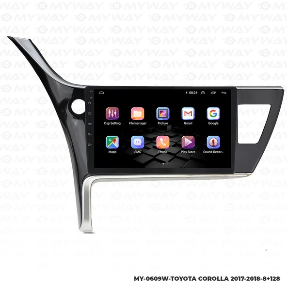Araç Multimedya Toyota Corolla Android 12 Carplay 4Gb Ram + 64Gb Hdd 2017-2018 Navigasyon Ekran MYW - 6
