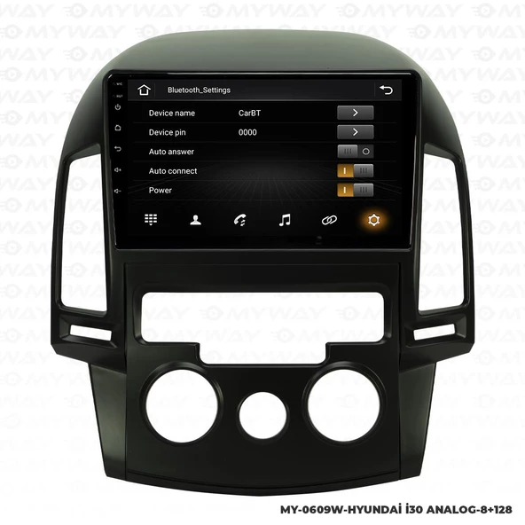 Araç Multimedya Hyundai İ30 Android 12 Carplay 4Gb Ram + 64Gb Hdd Analog Navigasyon Ekran MYW - Resim 3