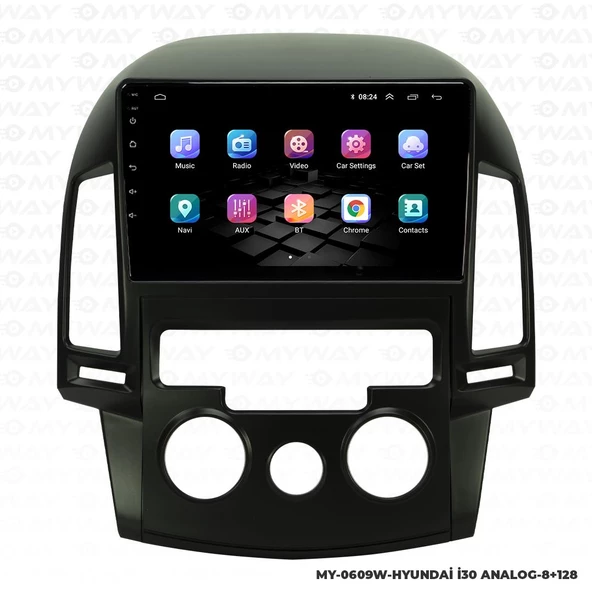 Araç Multimedya Hyundai İ30 Android 12 Carplay 4Gb Ram + 64Gb Hdd Analog Navigasyon Ekran MYW - Resim 7