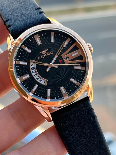 Ferro İç Fonksiyonları Aktif Deri Kordon 3 Atm Suya Dayanıklı Erkek Kol Saati EFM11911.R - Resim 5