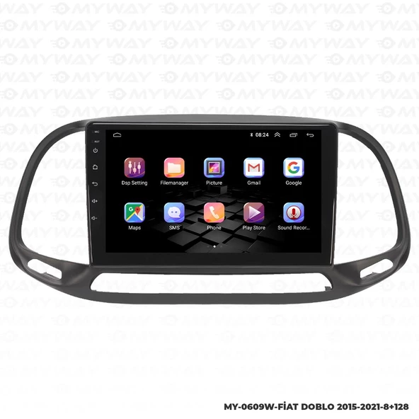 Araç Multimedya Fiat Doblo Android 12 Carplay 4Gb Ram + 64Gb Hdd 2015-2021 Navigasyon Ekran MYW - 5
