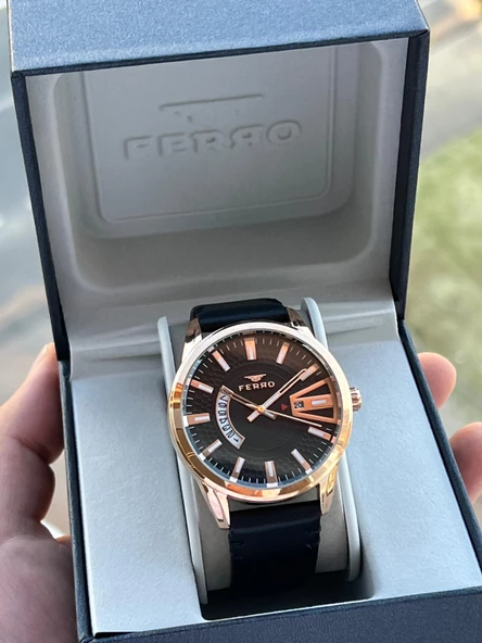 Ferro İç Fonksiyonları Aktif Deri Kordon 3 Atm Suya Dayanıklı Erkek Kol Saati EFM11911.R ürün görseli