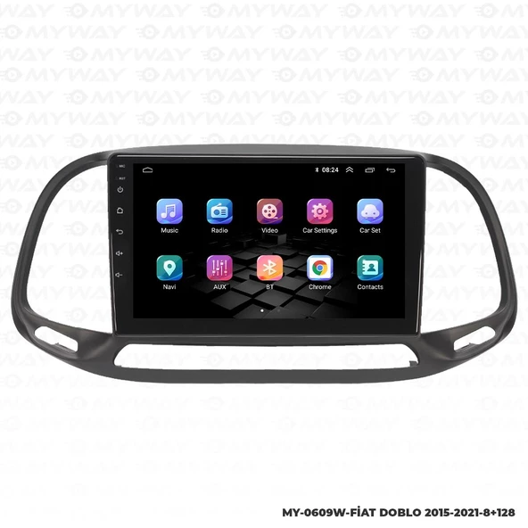 Araç Multimedya Fiat Doblo Android 12 Carplay 4Gb Ram + 64Gb Hdd 2015-2021 Navigasyon Ekran MYW - 6