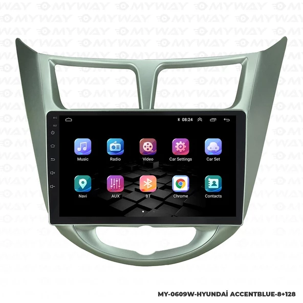Araç Multimedya Hyundai Accent Blue Android 12 Carplay 4Gb Ram + 64Gb Hdd Navigasyon Ekran MYW - 7