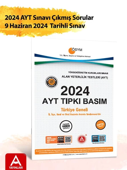 2024 AYT Çıkmış Sorular-Tıpkı Basım-Bire Bir ÖSYM-Tamamı Video Çözümlü - 2
