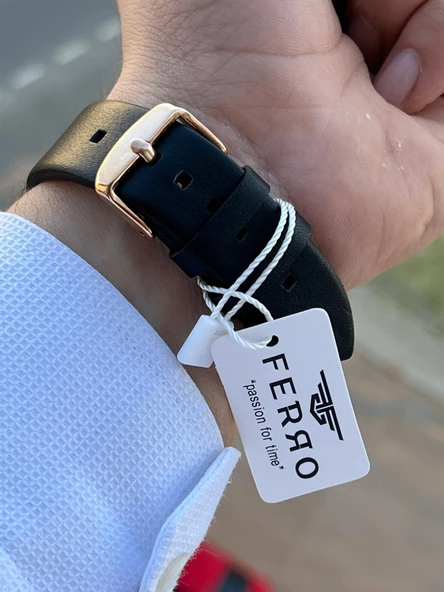 Ferro İç Fonksiyonları Aktif Deri Kordon 3 Atm Suya Dayanıklı Erkek Kol Saati EFM11911.R - Resim 6