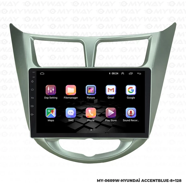 Araç Multimedya Hyundai Accent Blue Android 12 Carplay 4Gb Ram + 64Gb Hdd Navigasyon Ekran MYW - 6