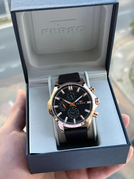 Ferro İç Fonksiyonları Aktif Deri Kordon 3 Atm Suya Dayanıklı Erkek Kol Saati EM11047.K ürün görseli