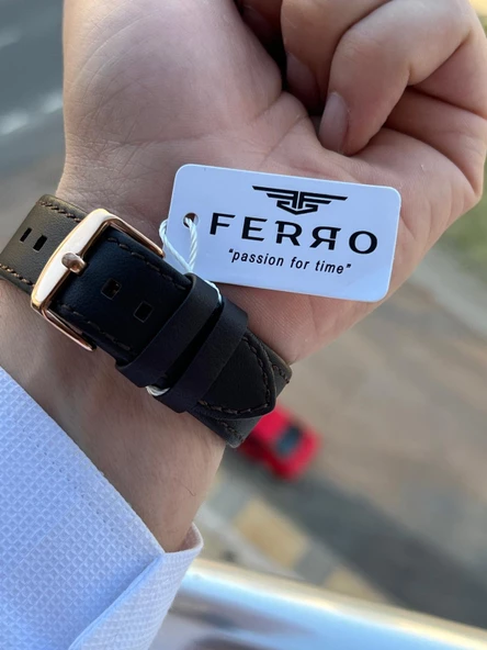 Ferro İç Fonksiyonları Aktif Deri Kordon 3 Atm Suya Dayanıklı Erkek Kol Saati EM11047.K - Resim 6