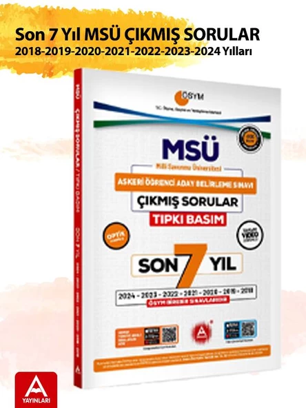 Son 7 yıl MSÜ Çıkmış Sorular-Tıpkı Basım-Bire Bir ÖSYM-Tamamı Video Çözümlü - 2