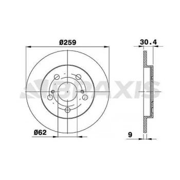 ARKA FREN DISK AYNASI DUZ AURIS COROLLA VVT I 1.4 1.6 07-11 259X5 - BRAXIS AE0455