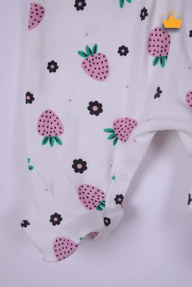 Babyhola %100 Pamuk Çilekli Tulum Bere 2'li Set 23612 - 10