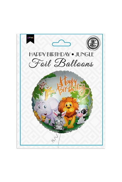 18" Folyo Balon - Happy Birthday -Jungle