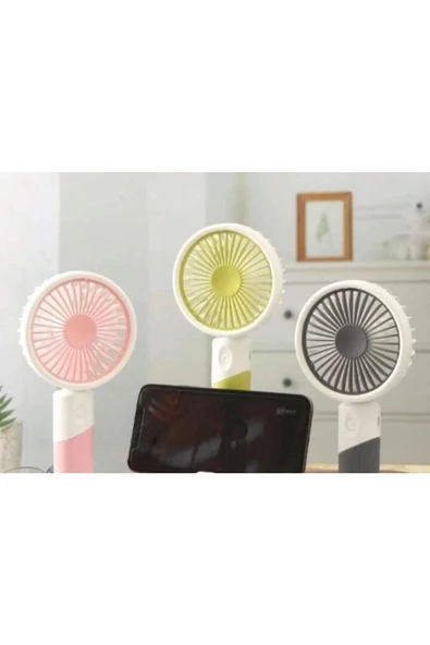 Taşınabilir Telefon Standlı Masaüstü ve El Tipi 3 Kademeli Şarjlı Mini Vantilatör USB Fan