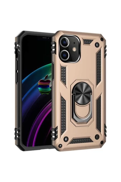 Zore  Iphone 12 Mini Uyumlu Kılıf Vega Tam Koruma Yüzüklü Phone Case