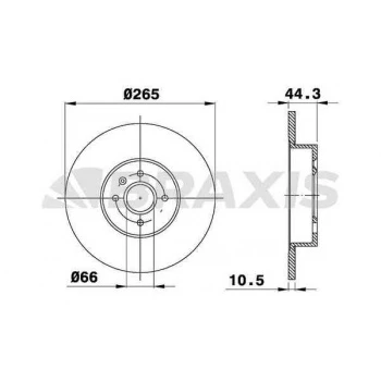 ARKA FREN DISK AYNASI LGN 1.8 2.0 2.2 D 93 - 03.01 SAFRANE 2.0 2.2 4.92 - 7.96 - 265x10.5x4DL - BRAXIS AE0304