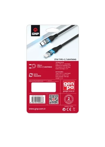 GNP Neon Işıklı Kablo TYPE-C To Lightning 1.2 Metre Gri Kablo - 2