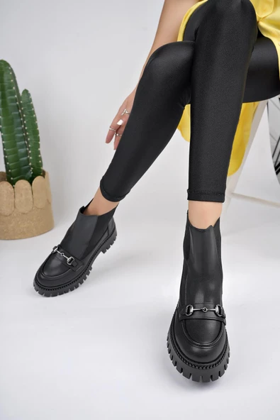 Muggo VESPER Garantili Tokalı Kalın Taban Kadın Chelsea Bot - 8