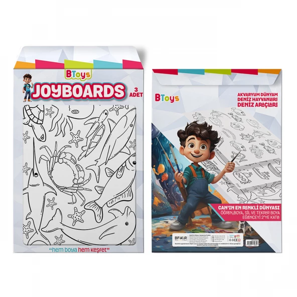 BToys Joyboards Akvaryum Dünyam, Deniz Hayvanları, Deniz Araçları 3 Adet - 3