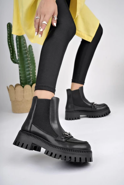 Muggo VESPER Garantili Tokalı Kalın Taban Kadın Chelsea Bot - 9