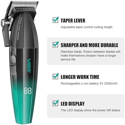 VGR saç kesme profesyonel saç düzeltici elektrikli kesme akülü saç kesme makinesi 9000RPM giyotin Clipper erkekler için V-003 - 5