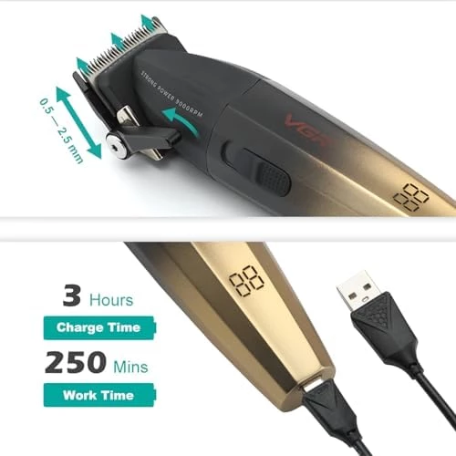 VGR saç kesme profesyonel saç düzeltici elektrikli kesme akülü saç kesme makinesi 9000RPM giyotin Clipper erkekler için V-003 - 10