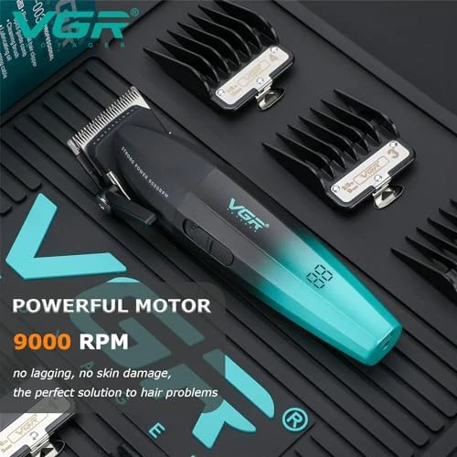 VGR saç kesme profesyonel saç düzeltici elektrikli kesme akülü saç kesme makinesi 9000RPM giyotin Clipper erkekler için V-003 - 3