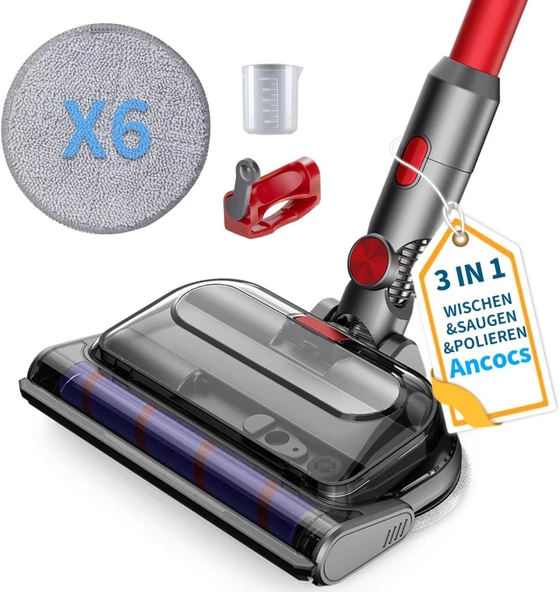 Dyson V15 V11 V10 V8 V7 Elektrikli Süpürge Silme Başlığı, LED Işıklı (KUTU HASARLI-OUTLET)