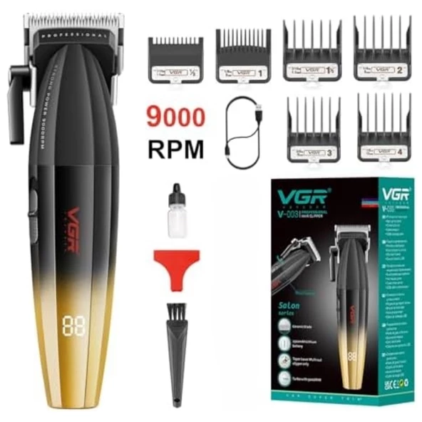 VGR saç kesme profesyonel saç düzeltici elektrikli kesme akülü saç kesme makinesi 9000RPM giyotin Clipper erkekler için V-003 - 8