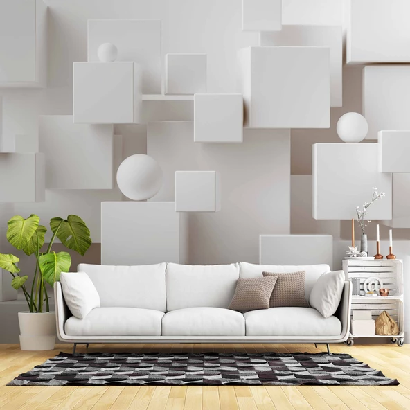 3 Boyutlu Kare Şeklinde Duvar Kağıdı Baskı ürün görseli