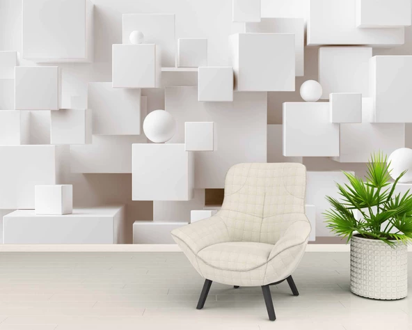 3 Boyutlu Kare Şeklinde Duvar Kağıdı Baskı - Resim 6