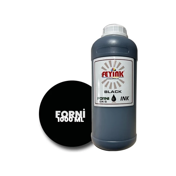 Feyink Forni Ecosolvent Dijital Baskı Boyası Epson DX5 Kafa Uyumlu Black (Siyah) -1000ml-