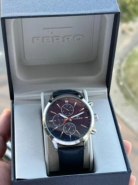 Ferro İç Fonksiyonları Aktif Deri Kordon 3 Atm Suya Dayanıklı Erkek Kol Saati EFM11031.L ürün görseli