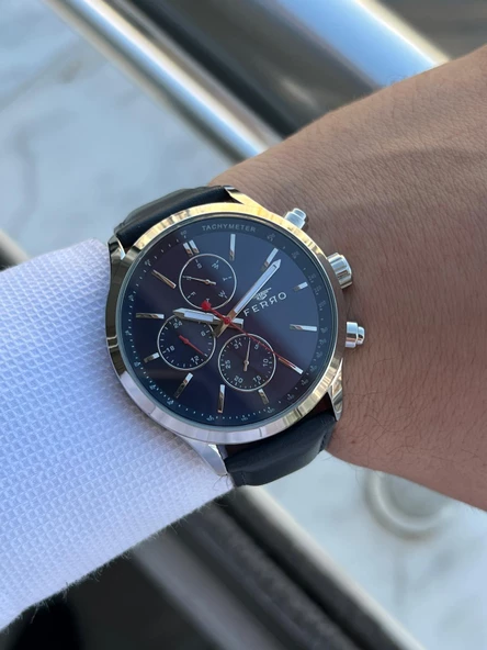 Ferro İç Fonksiyonları Aktif Deri Kordon 3 Atm Suya Dayanıklı Erkek Kol Saati EFM11031.L - Resim 4