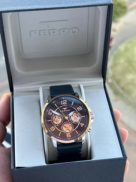 Ferro İç Fonksiyonları Aktif Deri Kordon 3 Atm Suya Dayanıklı Erkek Kol Saati EFM11146.LX ürün görseli