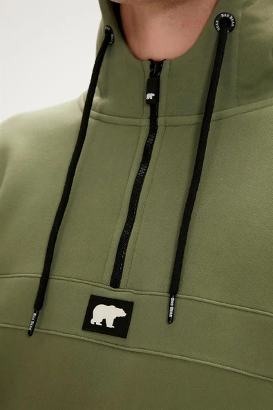 Bad Bear Defence Half-Zip Hoodie Erkek Sweatshirt - Resim 2