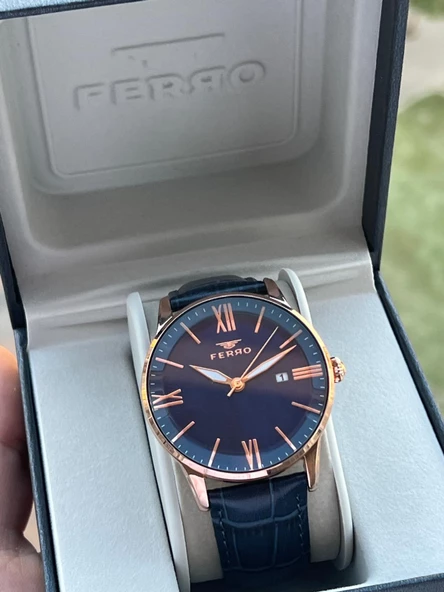 Ferro Deri Kordon Takvimli Kadran 3 Atm Suya Dayanıklı Erkek Kol Saati EFM11182.FR ürün görseli