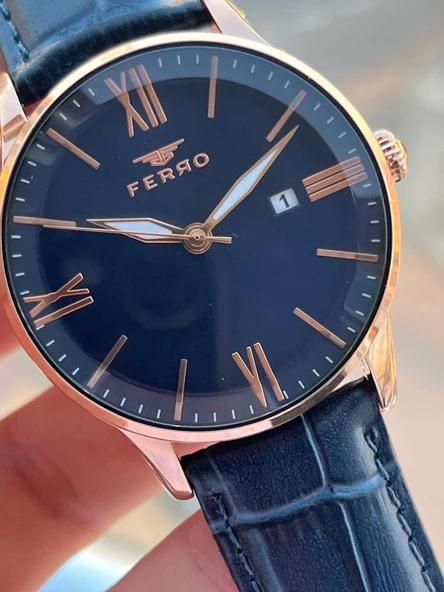 Ferro Deri Kordon Takvimli Kadran 3 Atm Suya Dayanıklı Erkek Kol Saati EFM11182.FR - Resim 3