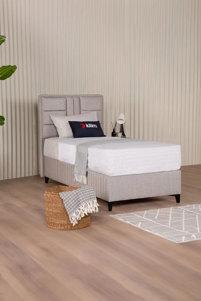 Kilim Mobilya Bamboo Sleepy Sandıklı Baza Başlık Yatak Seti Bej 100X200