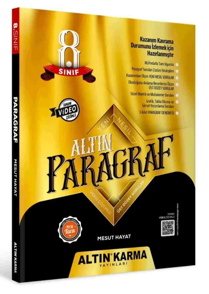 ALTINKARMA 8.Sınıf Altın Paragraf Soru Bankası (Yazar: MESUT HAYAT)