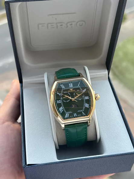 Ferro İç Fonksiyonları Aktif Deri Kordon 3 Atm Suya Dayanıklı Erkek Kol Saati EFM40125-Y ürün görseli