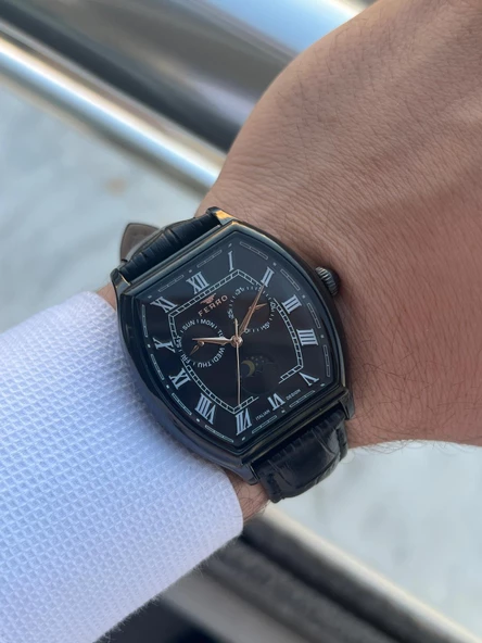 Ferro İç Fonksiyonları Aktif Deri Kordon 3 Atm Suya Dayanıklı Erkek Kol Saati EFM40125-SS - Resim 3