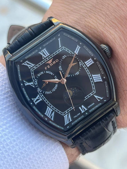 Ferro İç Fonksiyonları Aktif Deri Kordon 3 Atm Suya Dayanıklı Erkek Kol Saati EFM40125-SS - Resim 2