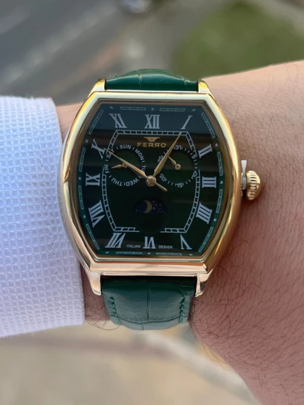 Ferro İç Fonksiyonları Aktif Deri Kordon 3 Atm Suya Dayanıklı Erkek Kol Saati EFM40125-Y - Resim 4