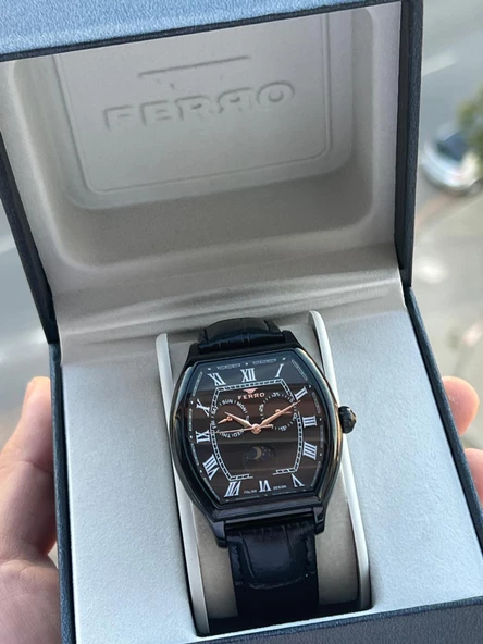 Ferro İç Fonksiyonları Aktif Deri Kordon 3 Atm Suya Dayanıklı Erkek Kol Saati EFM40125-SS ürün görseli